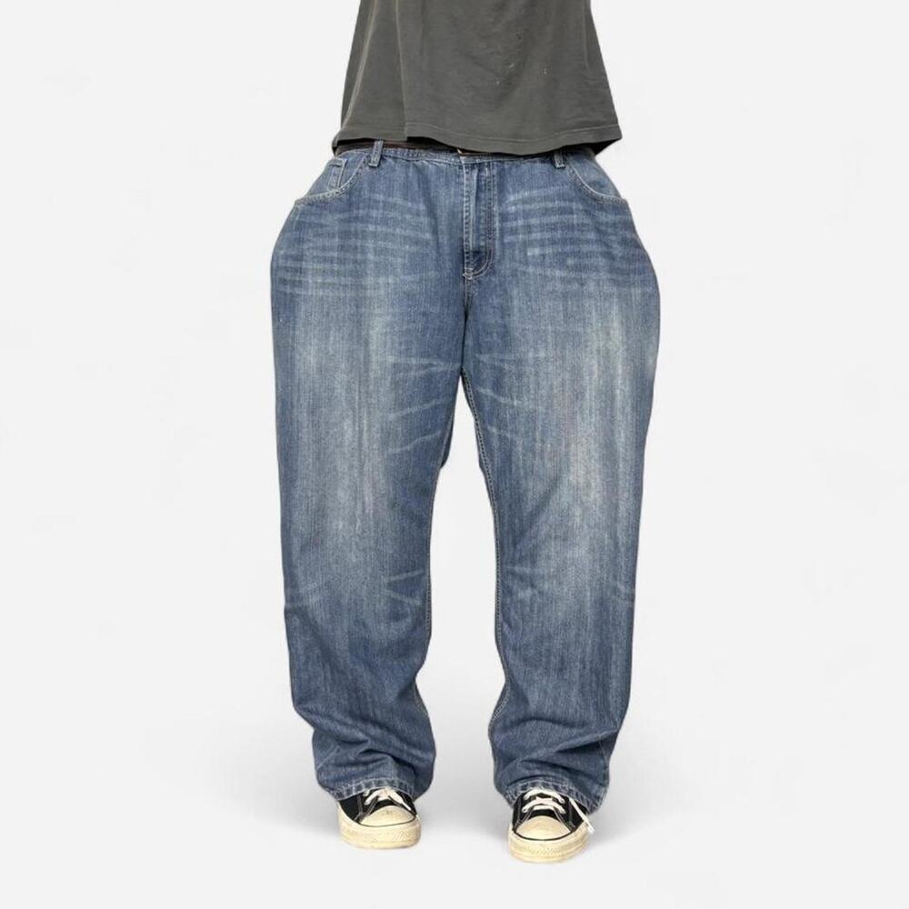 2000s Baggy Embroidered Grunge Faded Jeans